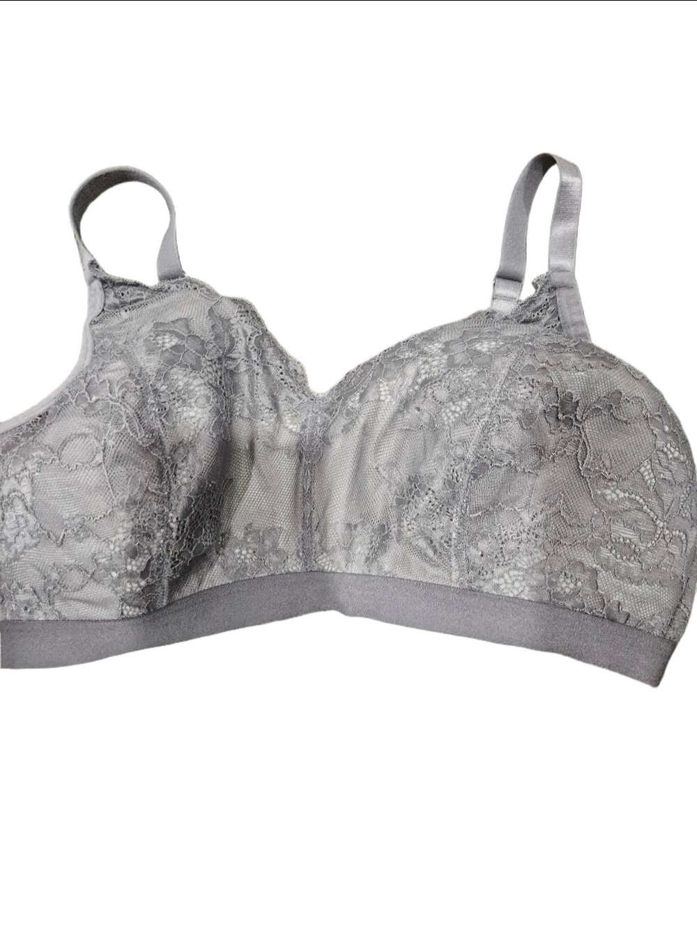 Torrid Curve Grey Lace Wire-Free Bralette Wide Band Padded Bra Size 1  1X / 38D